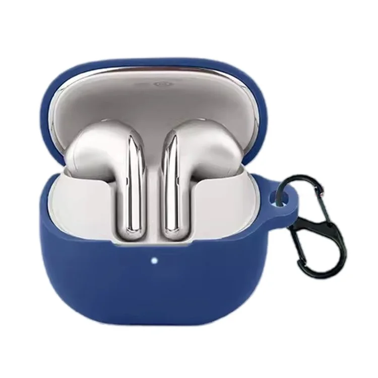For Xiaomi Buds 5 Case Bluetooth Earphone Silicone Skin Cover with Anti-Lost Buckle - Dark Blue For Xiaomi Buds 5 Case Bluetooth Earphone Silicone Skin Cover with Anti-Lost Buckle - Dark Blue