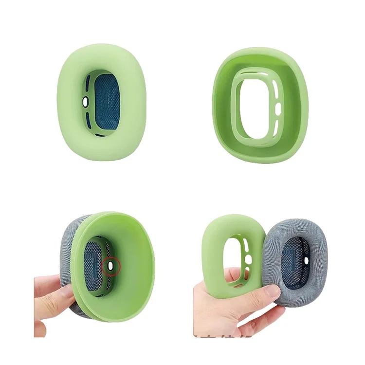 For Airpods Max EVA Storage Bag Headphone Carrying Case with 1 Pair Earpad Silicone Case - Matcha Green For Airpods Max EVA Storage Bag Headphone Carrying Case with 1 Pair Earpad Silicone Case - Matcha Green