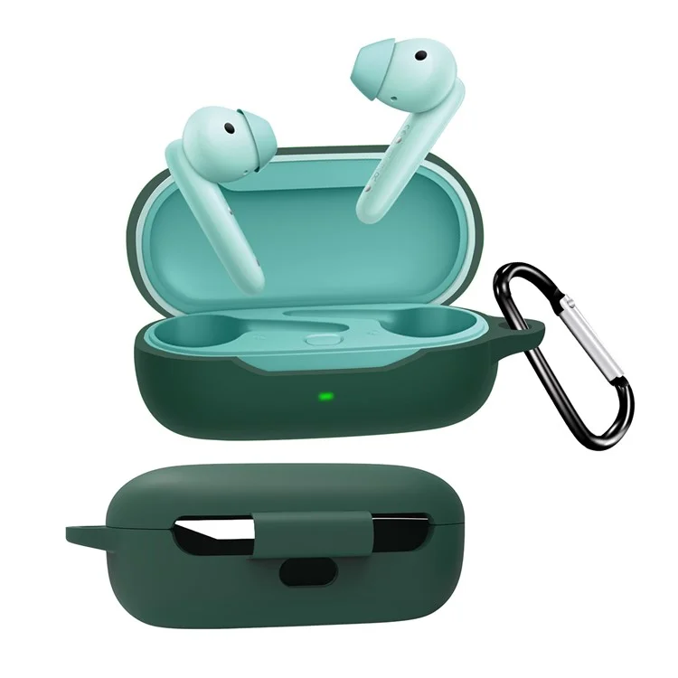 Flexible Protection Sleeve for Huawei Freebuds SE Earphone Charging Bin, Silicone Cover Case with Carrying Buckle - Blackish Green Flexible Protection Sleeve for Huawei Freebuds SE Earphone Charging Bin, Silicone Cover Case with Carrying Buckle - Blackish Green