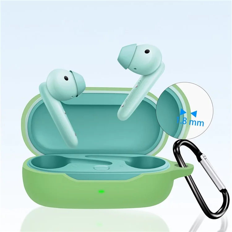 Flexible Protection Sleeve for Huawei Freebuds SE Earphone Charging Bin, Silicone Cover Case with Carrying Buckle - Blackish Green Flexible Protection Sleeve for Huawei Freebuds SE Earphone Charging Bin, Silicone Cover Case with Carrying Buckle - Blackish Green