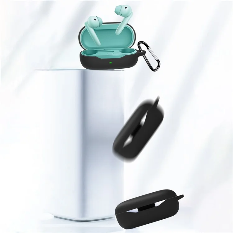 Flexible Protection Sleeve for Huawei Freebuds SE Earphone Charging Bin, Silicone Cover Case with Carrying Buckle - Blackish Green Flexible Protection Sleeve for Huawei Freebuds SE Earphone Charging Bin, Silicone Cover Case with Carrying Buckle - Blackish Green