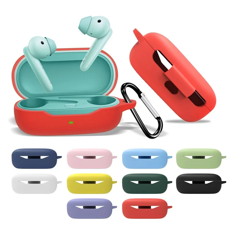 Flexible Protection Sleeve for Huawei Freebuds SE Earphone Charging Bin, Silicone Cover Case with Carrying Buckle - Blackish Green Flexible Protection Sleeve for Huawei Freebuds SE Earphone Charging Bin, Silicone Cover Case with Carrying Buckle - Blackish Green