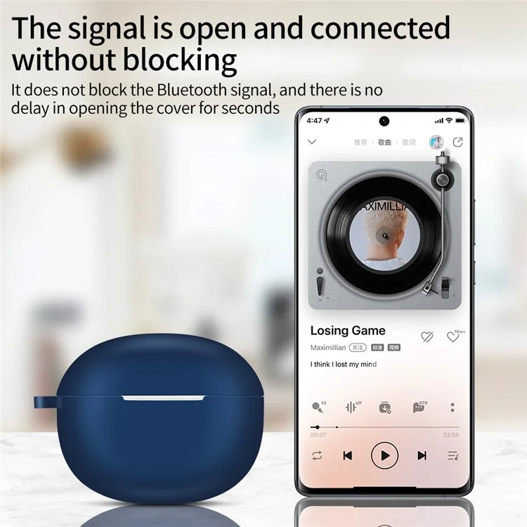 For Realme Buds T100 Silicone Protective Sleeve Bluetooth Earphone Shockproof Cover with Hanging Buckle - Blue For Realme Buds T100 Silicone Protective Sleeve Bluetooth Earphone Shockproof Cover with Hanging Buckle - Blue