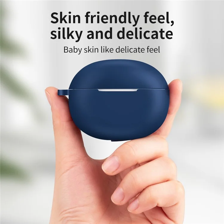 For Realme Buds T100 Silicone Protective Sleeve Bluetooth Earphone Shockproof Cover with Hanging Buckle - Blue For Realme Buds T100 Silicone Protective Sleeve Bluetooth Earphone Shockproof Cover with Hanging Buckle - Blue