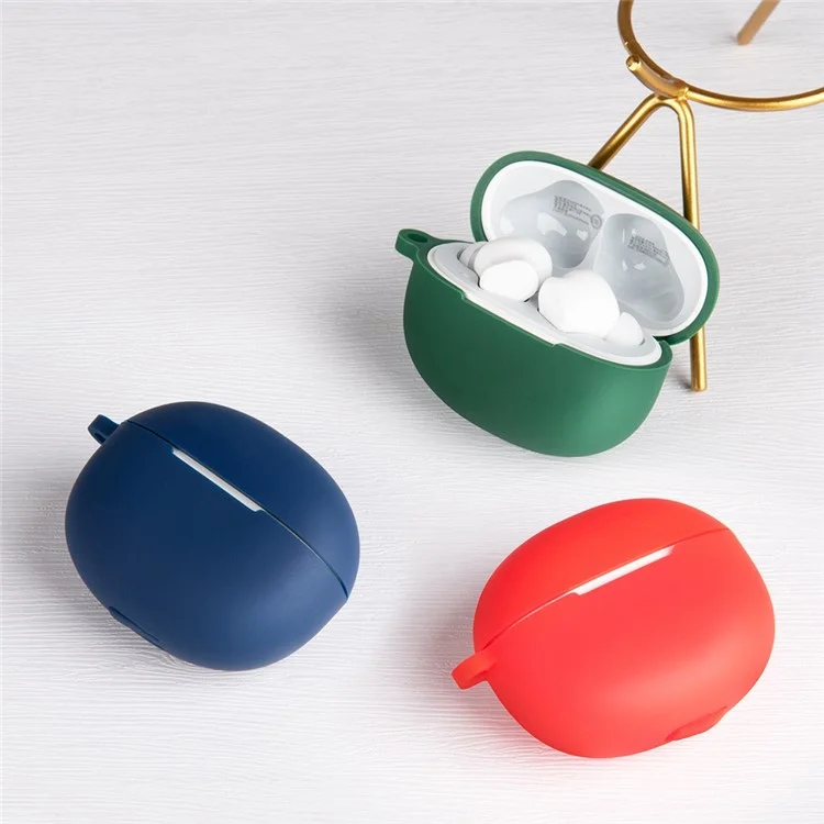 For Realme Buds T100 Silicone Protective Sleeve Bluetooth Earphone Shockproof Cover with Hanging Buckle - Blue For Realme Buds T100 Silicone Protective Sleeve Bluetooth Earphone Shockproof Cover with Hanging Buckle - Blue