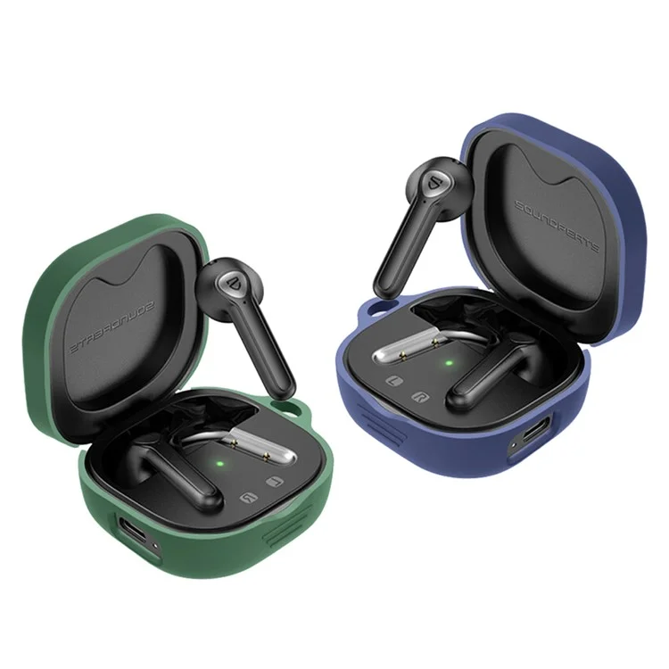 For SoundPEATS TrueAir2 Anti-drop Case Bluetooth Earphone Silicone Cover with Anti-lost Buckle - Blackish Green For SoundPEATS TrueAir2 Anti-drop Case Bluetooth Earphone Silicone Cover with Anti-lost Buckle - Blackish Green