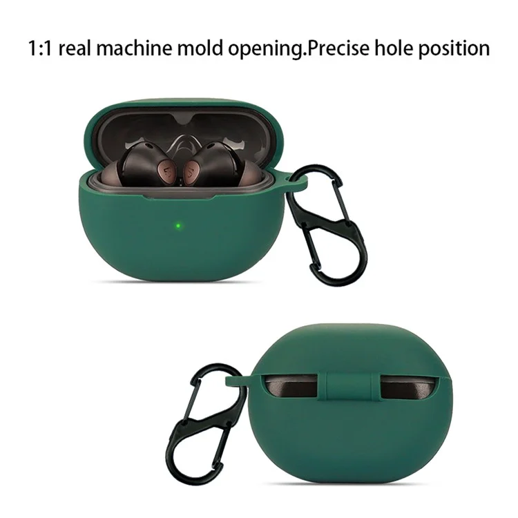 For SoundPEATS Air 4 Pro Silicone Case Cover Bluetooth Headset Sleeve with Buckle - Blackish Green For SoundPEATS Air 4 Pro Silicone Case Cover Bluetooth Headset Sleeve with Buckle - Blackish Green