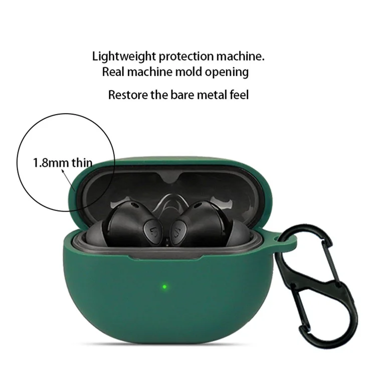 For SoundPEATS Air 4 Pro Silicone Case Cover Bluetooth Headset Sleeve with Buckle - Blackish Green For SoundPEATS Air 4 Pro Silicone Case Cover Bluetooth Headset Sleeve with Buckle - Blackish Green