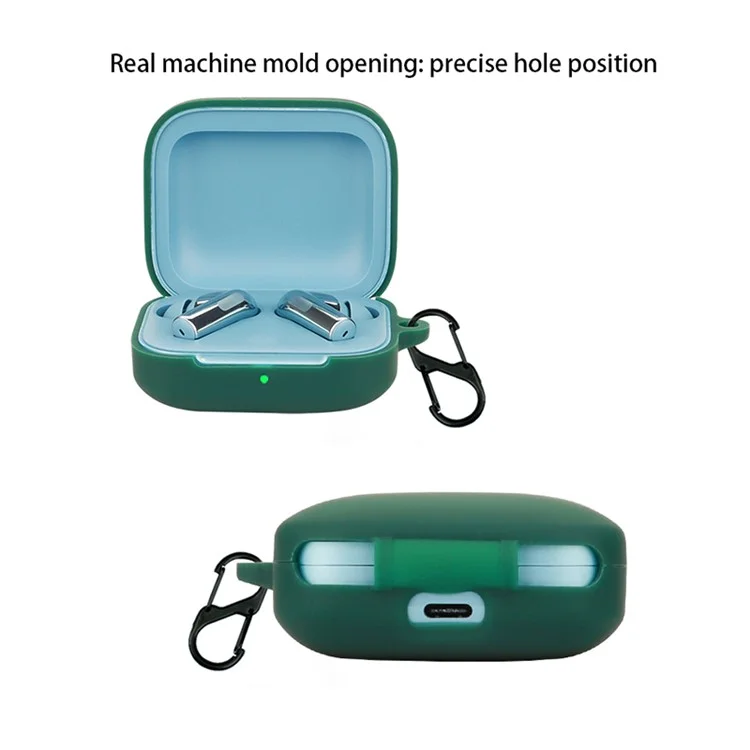 For OnePlus Buds 3 Silicone Case Bluetooth Headset Sleeve Cover with Buckle - Blackish Green For OnePlus Buds 3 Silicone Case Bluetooth Headset Sleeve Cover with Buckle - Blackish Green