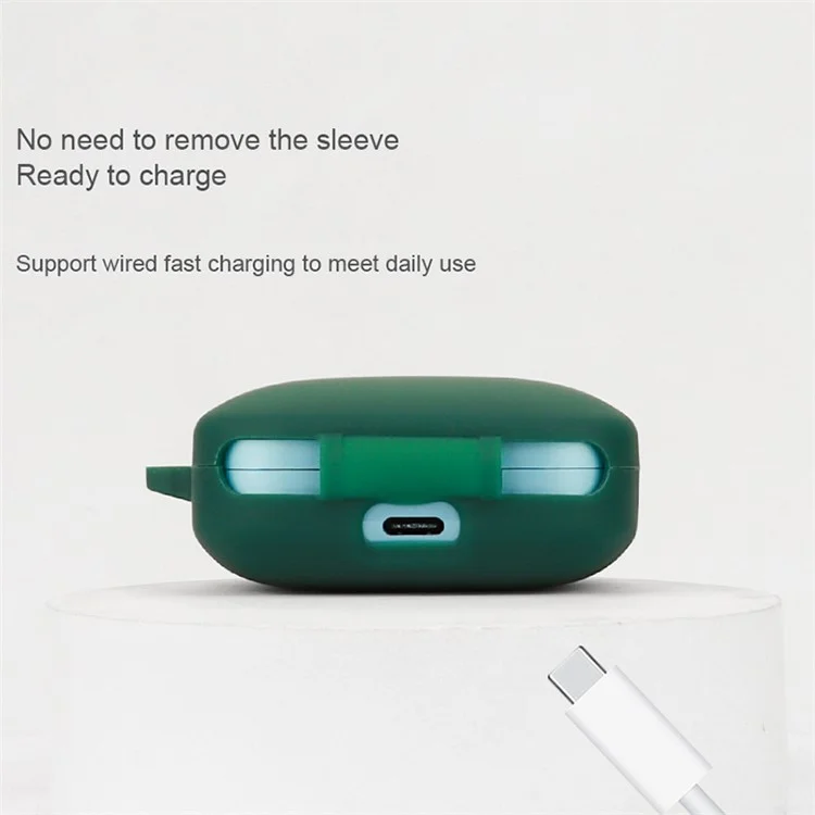 For OnePlus Buds 3 Silicone Case Bluetooth Headset Sleeve Cover with Buckle - Blackish Green For OnePlus Buds 3 Silicone Case Bluetooth Headset Sleeve Cover with Buckle - Blackish Green