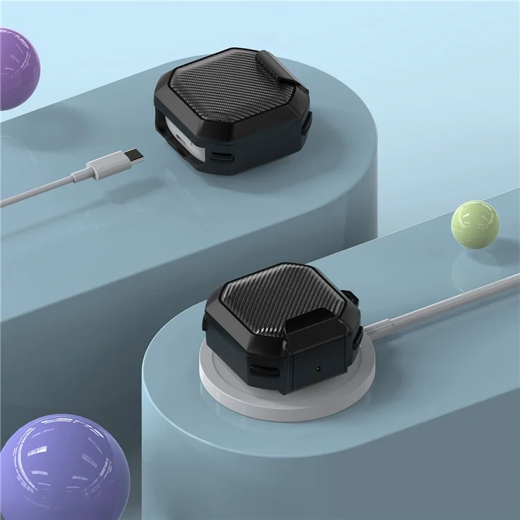 For Samsung Galaxy Buds Live / Buds 2 / Buds Pro / Buds Pro 2 Charging Case Cover TPU+PC Protective Case - Black For Samsung Galaxy Buds Live / Buds 2 / Buds Pro / Buds Pro 2 Charging Case Cover TPU+PC Protective Case - Black