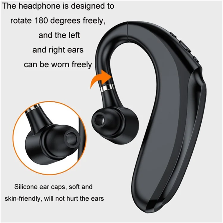 Q12 300mAh Battery Single Ear Bluetooth Headset Business Sports Wireless Music Call Earhook Earphone - Black Q12 300mAh Battery Single Ear Bluetooth Headset Business Sports Wireless Music Call Earhook Earphone - Black